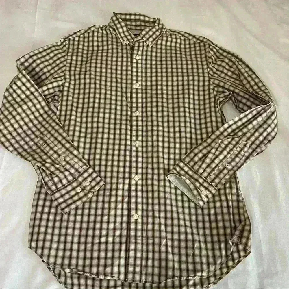 Banana Republic Shirt Men’s Size Medium Plaid Slim Fit Soft Wash Long Sleeve